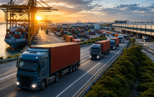 trucks are used to transport containers